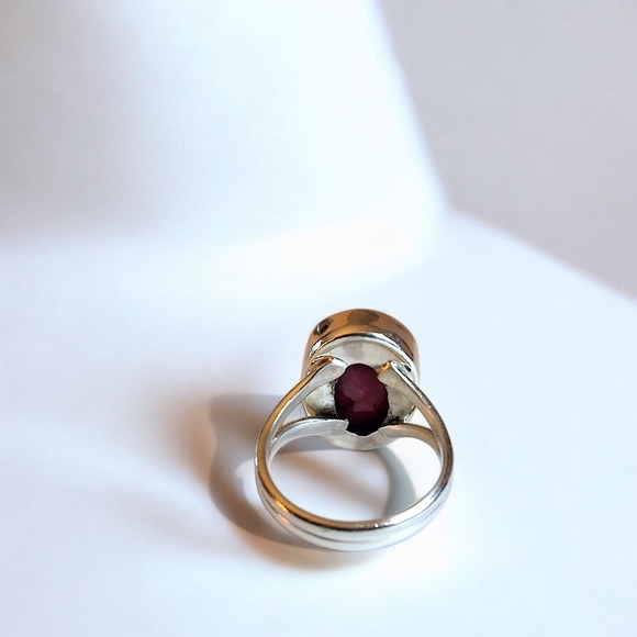 Ruby Sterling Silver Statement Ring – Size 7.5 - Picture 5 of 10